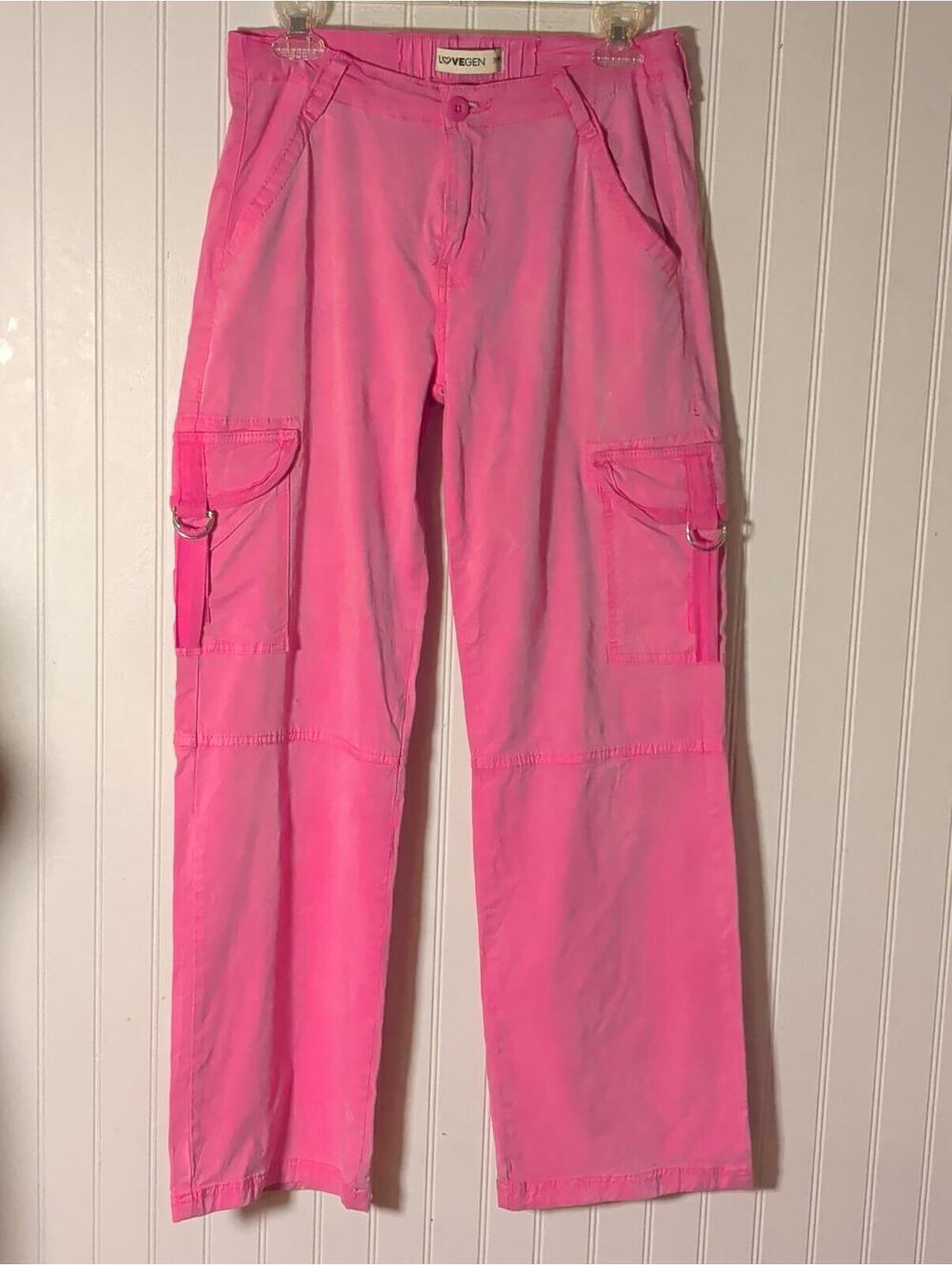 LOVEGEN Pink Y2K Cargo Pants with Pockets Size 7